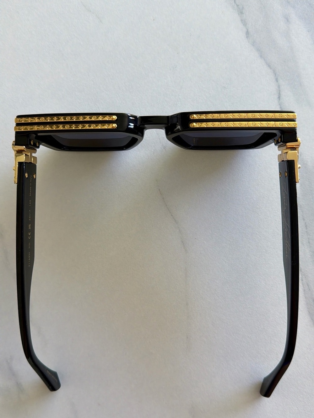 Louis Vuitton Z1665 Black Sunglass with Gold Signature Accents